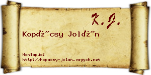 Kopácsy Jolán névjegykártya