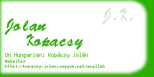 jolan kopacsy business card