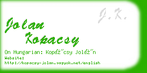 jolan kopacsy business card